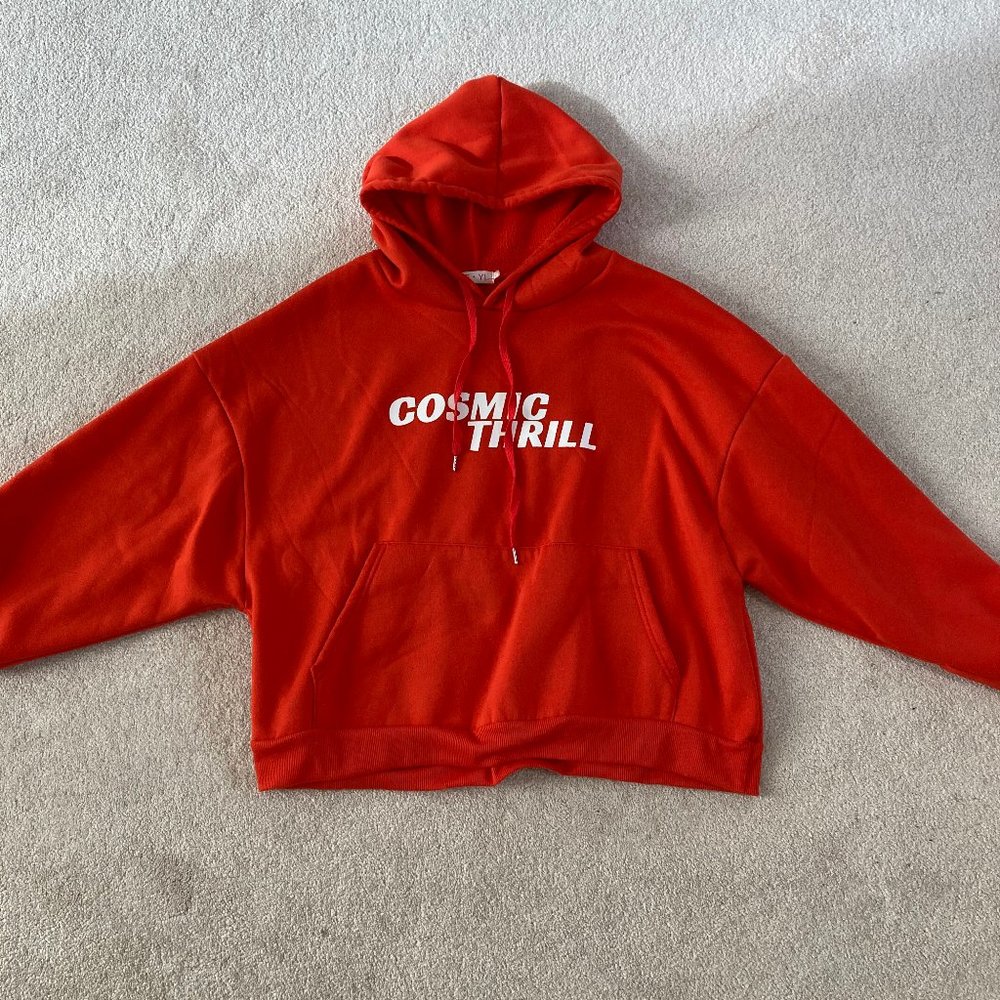 Orange Lettering Balloon Sleeves Hoodie